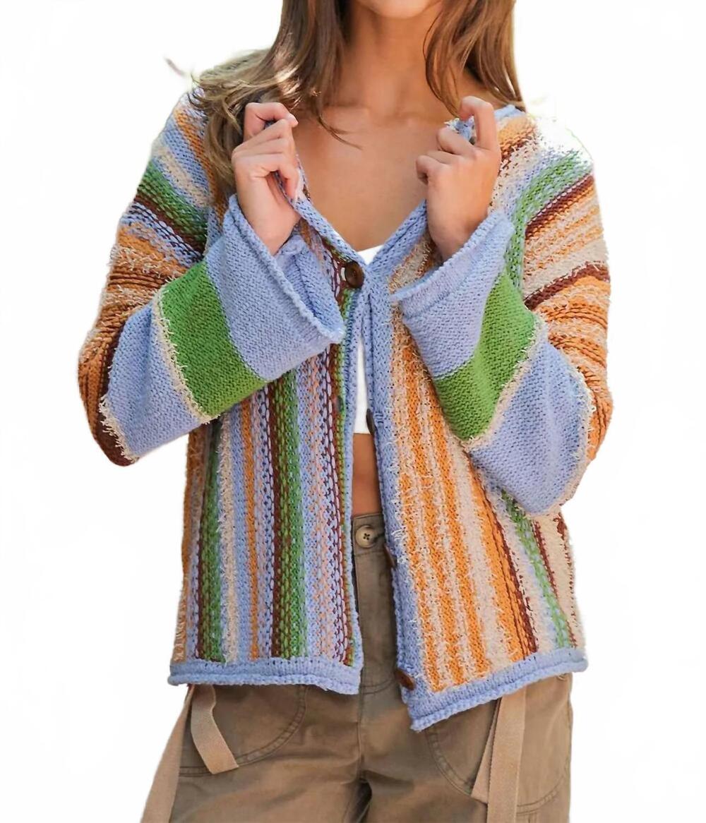 NEW EE:SOME eartha button down sweater in multi-color